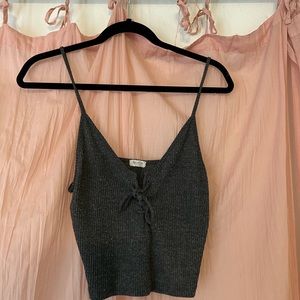 Brandy Melville tie up grey top